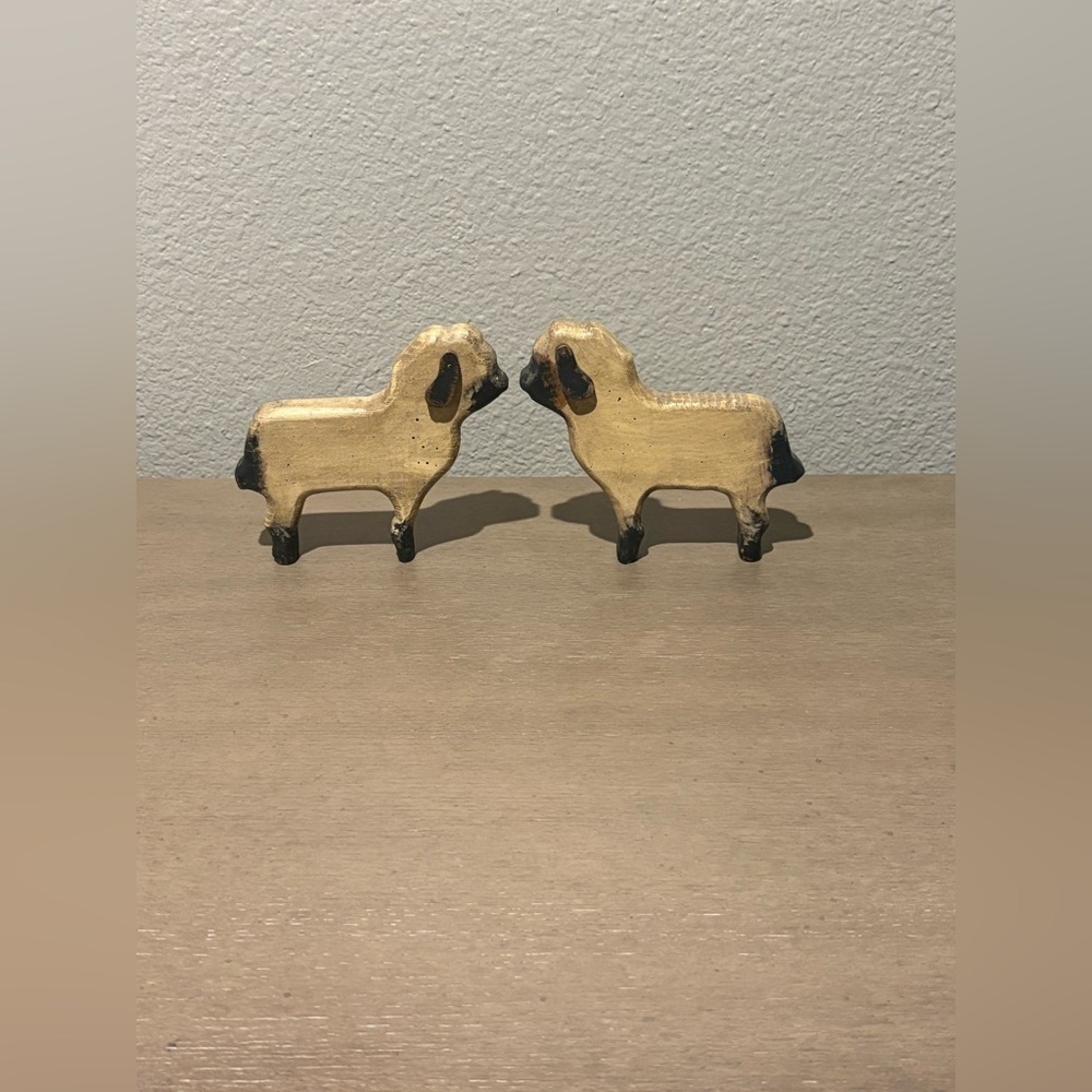 French Country Farmhouse Lamb Set Of Two, made from Wood by Hand for your home.